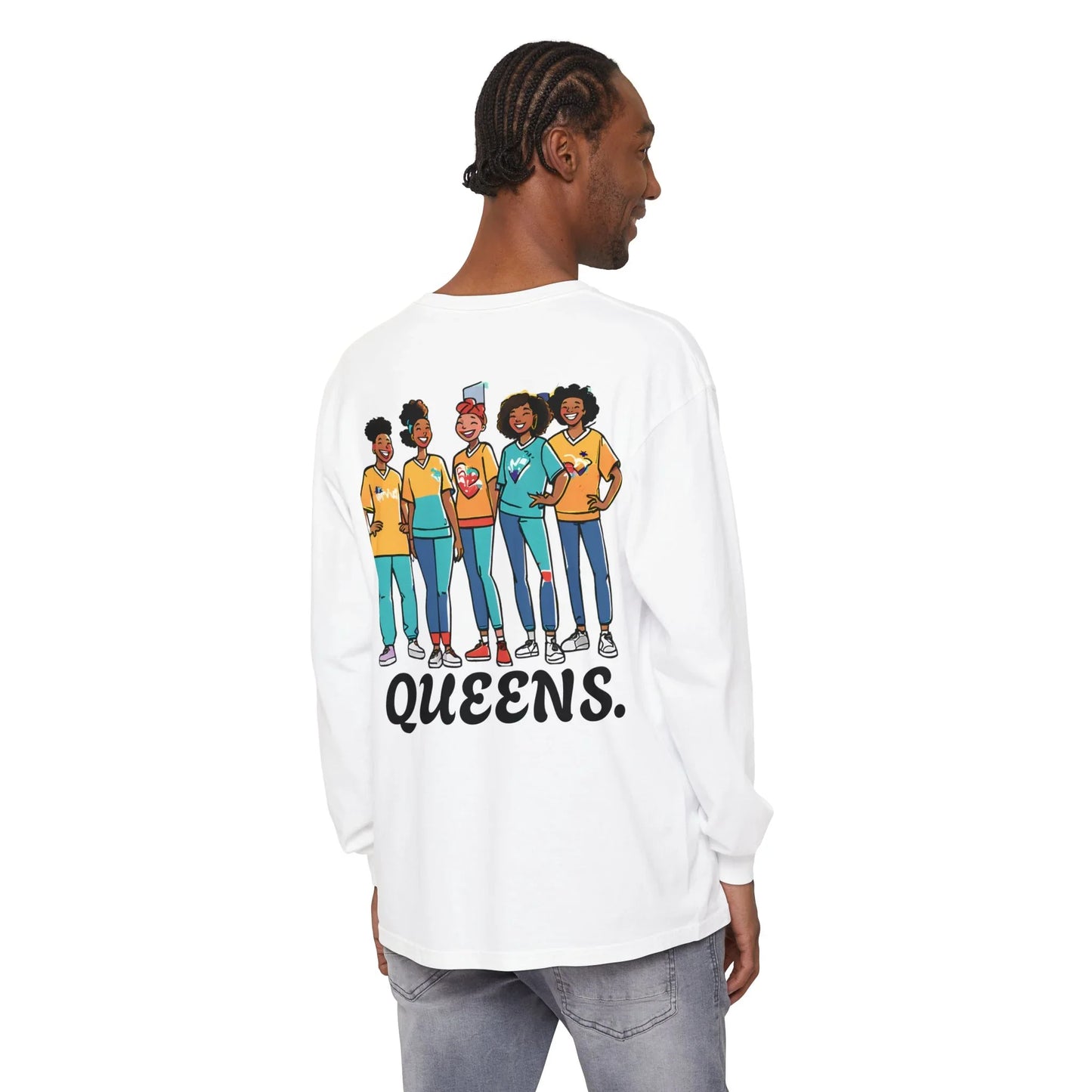 Queens Long Sleeve Tee — Rose & City Skyline Graphic