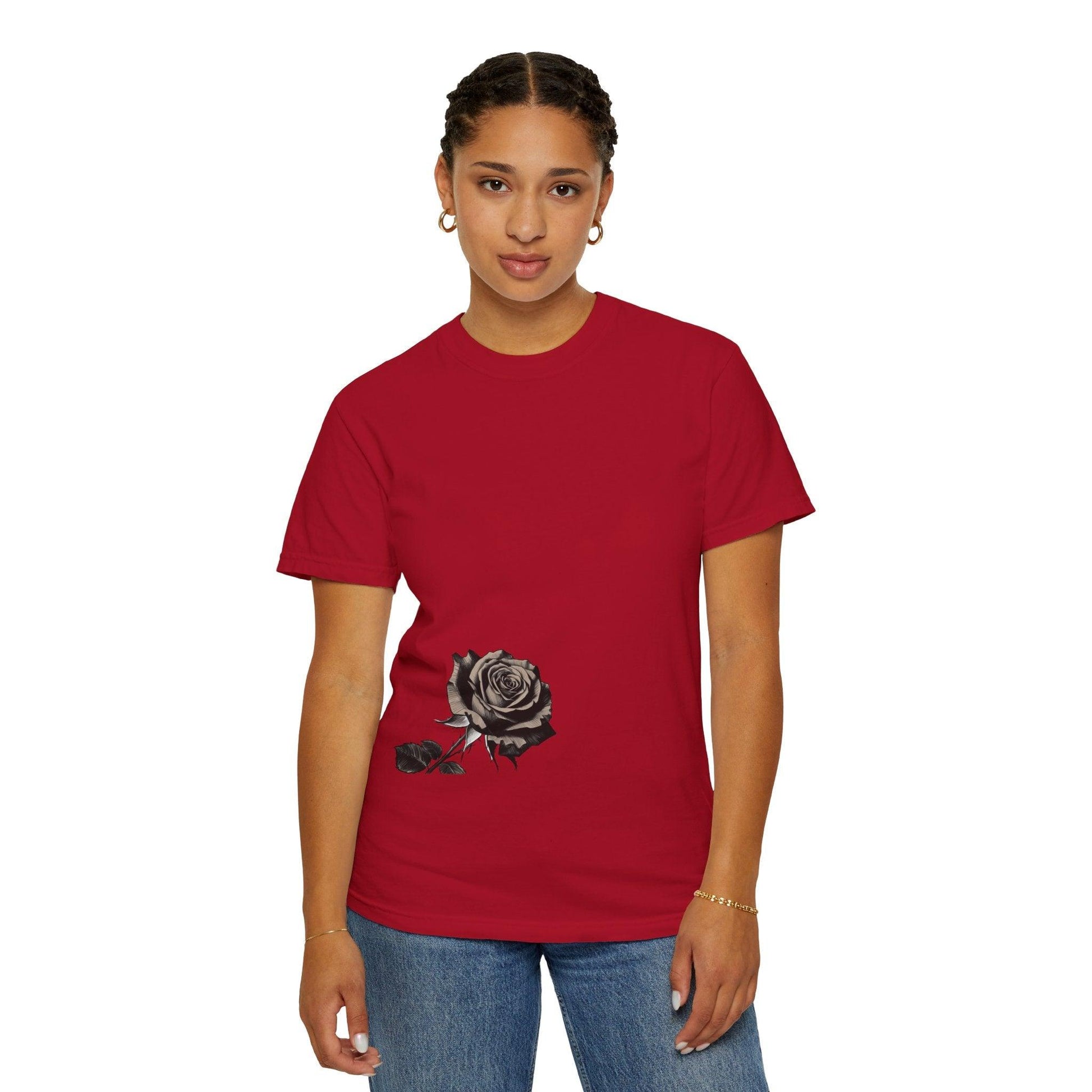 Rose Print T-shirt - 95East Unisex Garment-Dyed Tee - 95EAST YORKxJERSEY