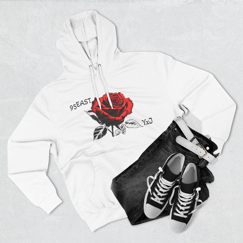 Fleece Hoodie - 95EAST YxJ RED ROSE Design - 95EAST YORKxJERSEY