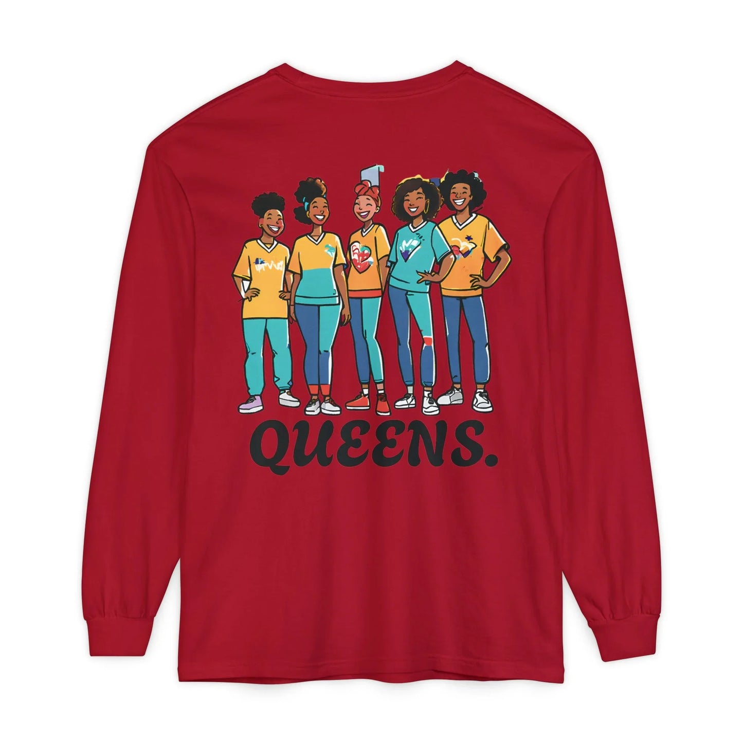 Queens Long Sleeve Tee — Rose & City Skyline Graphic