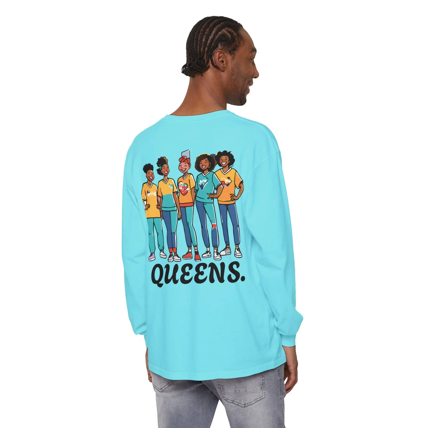 Queens Long Sleeve Tee — Rose & City Skyline Graphic