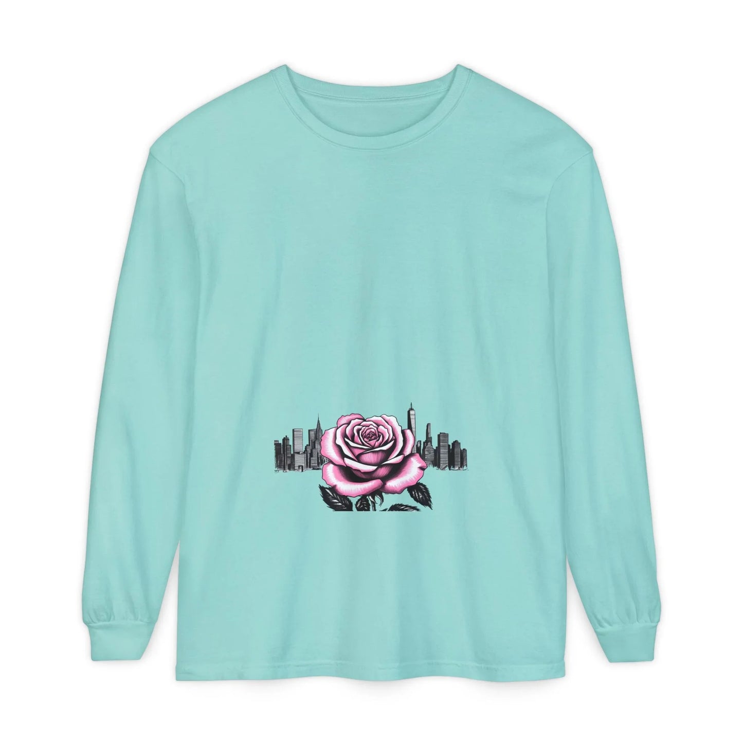 Queens Long Sleeve Tee — Rose & City Skyline Graphic