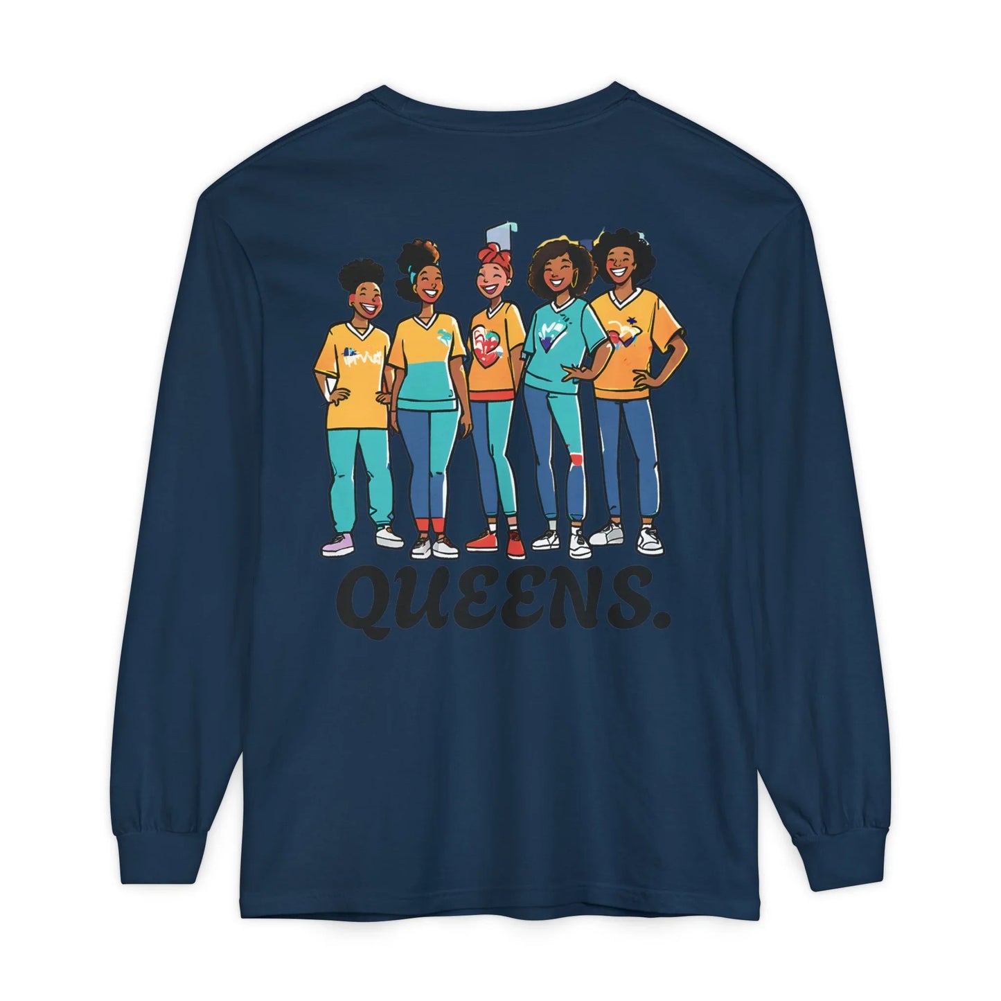 Queens Long Sleeve Tee — Rose & City Skyline Graphic