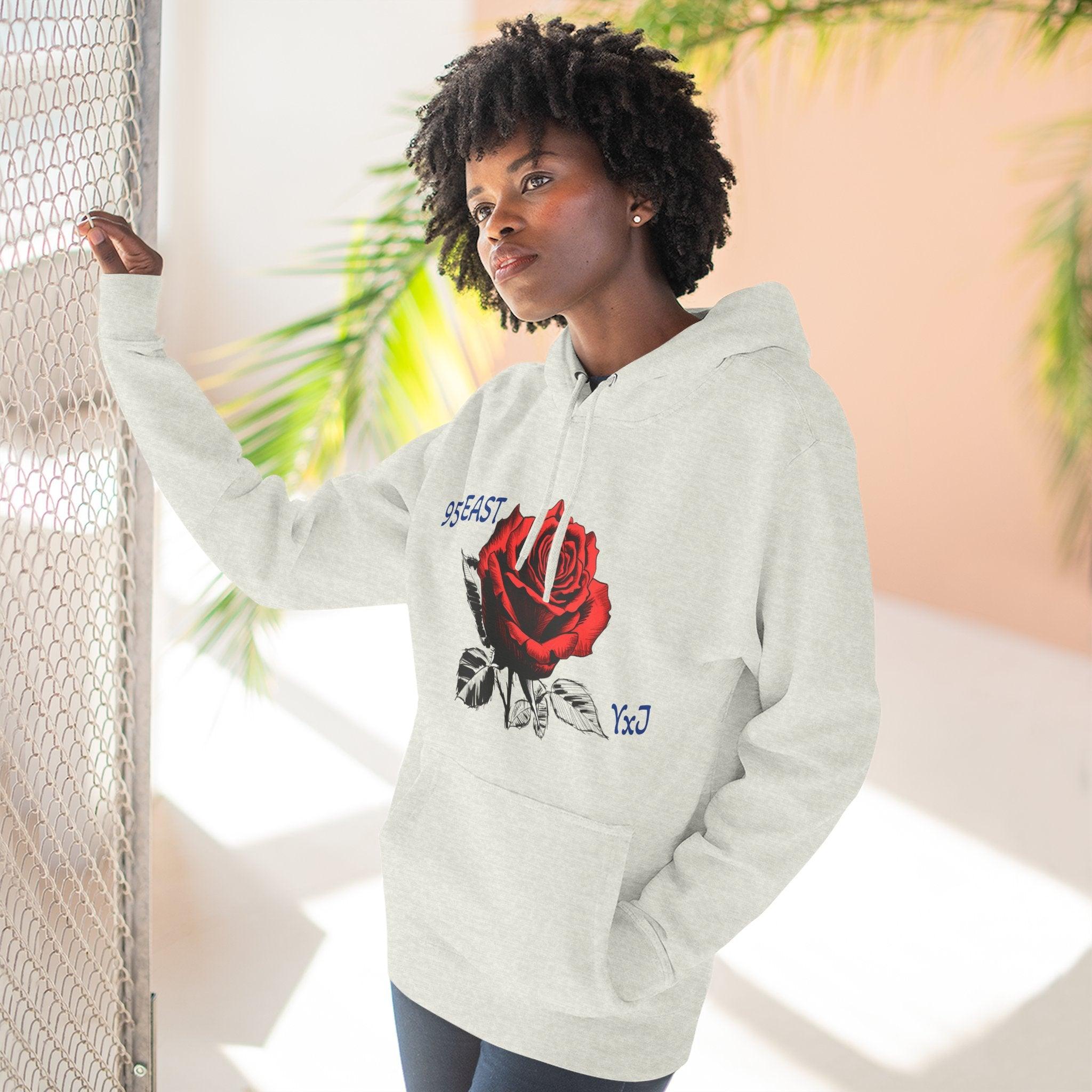 Fleece Hoodie - 95EAST YxJ RED ROSE Design - 95EAST YORKxJERSEY