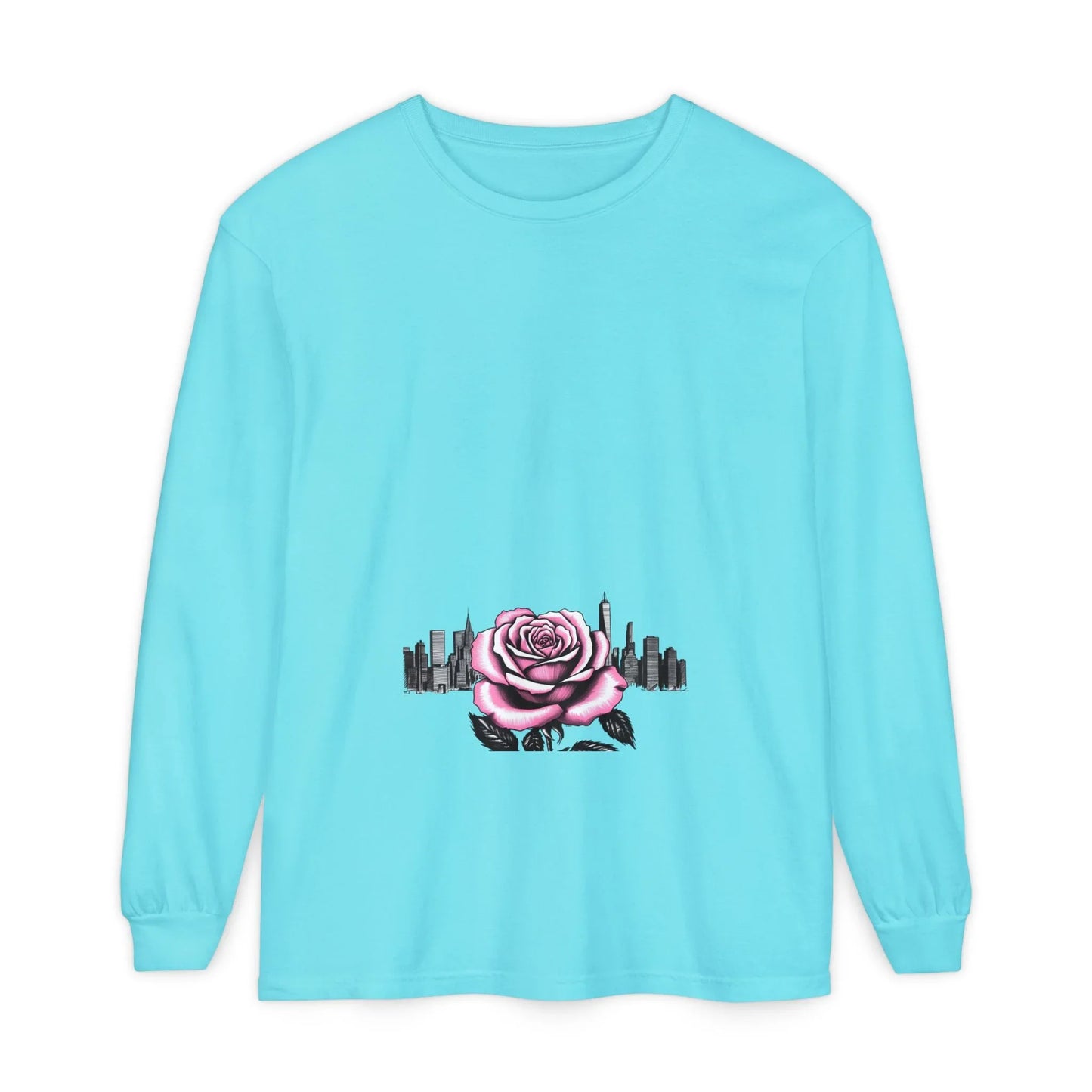 Queens Long Sleeve Tee — Rose & City Skyline Graphic