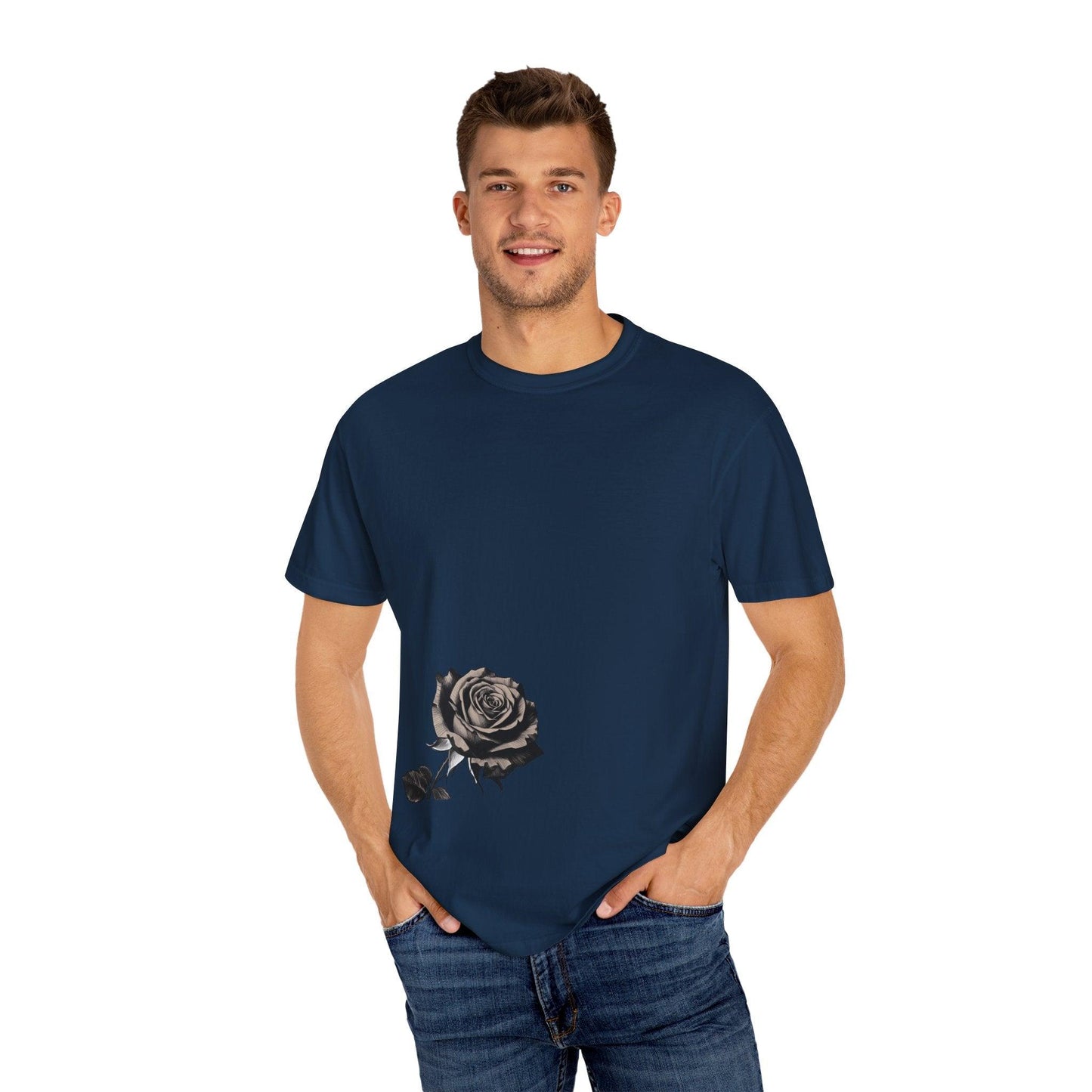 Rose Print T-shirt - 95East Unisex Garment-Dyed Tee - 95EAST YORKxJERSEY