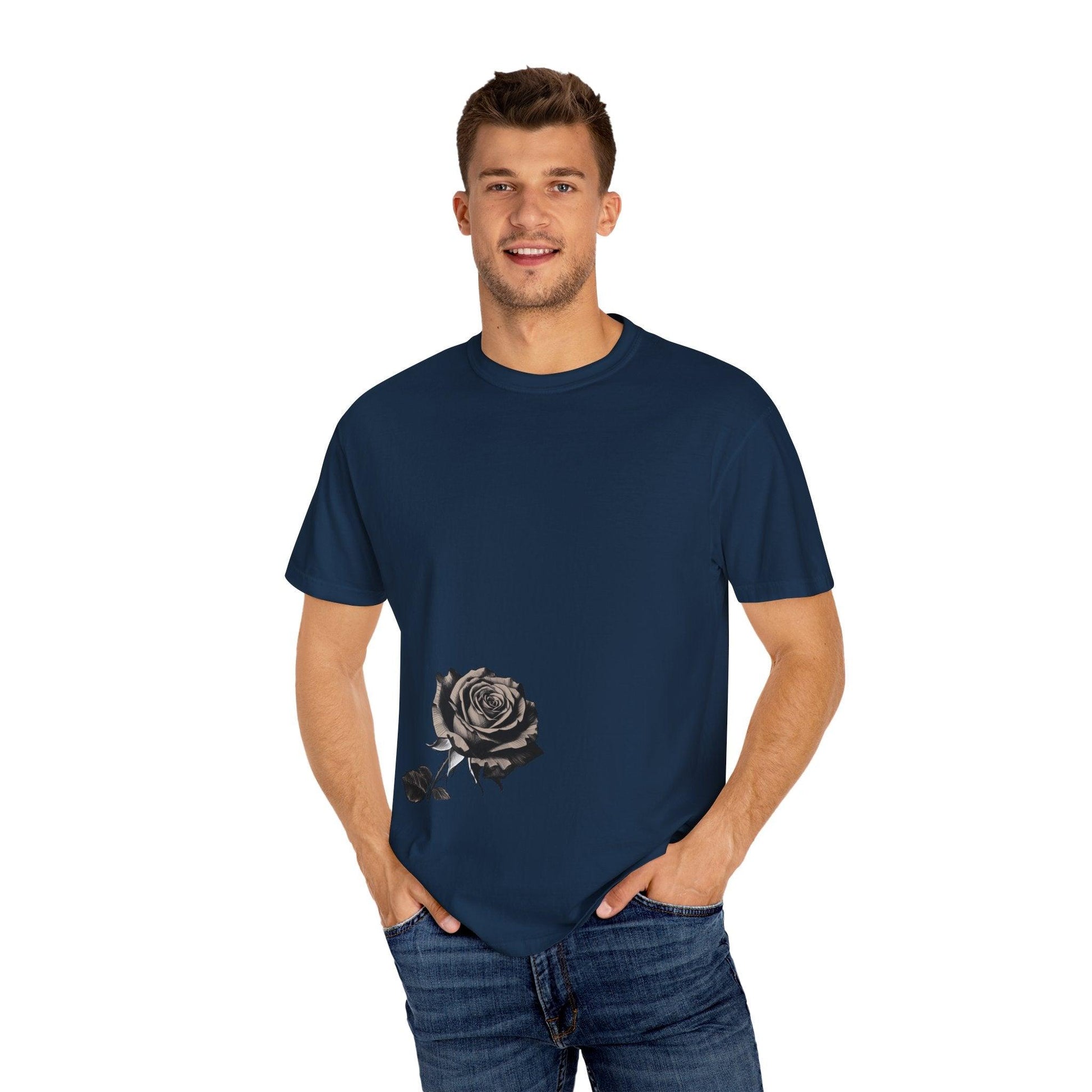 Rose Print T-shirt - 95East Unisex Garment-Dyed Tee - 95EAST YORKxJERSEY