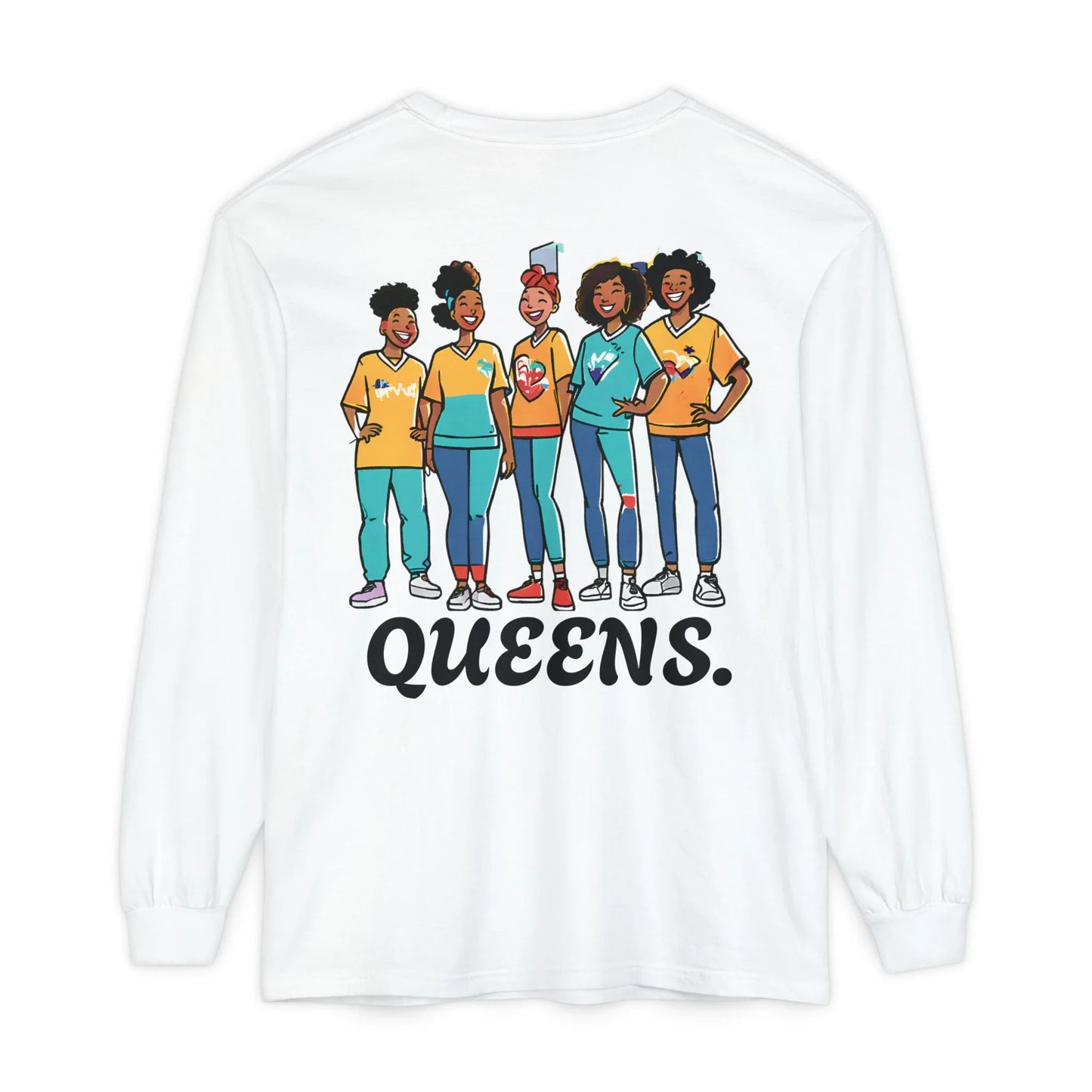 Queens Long Sleeve Tee — Rose & City Skyline Graphic