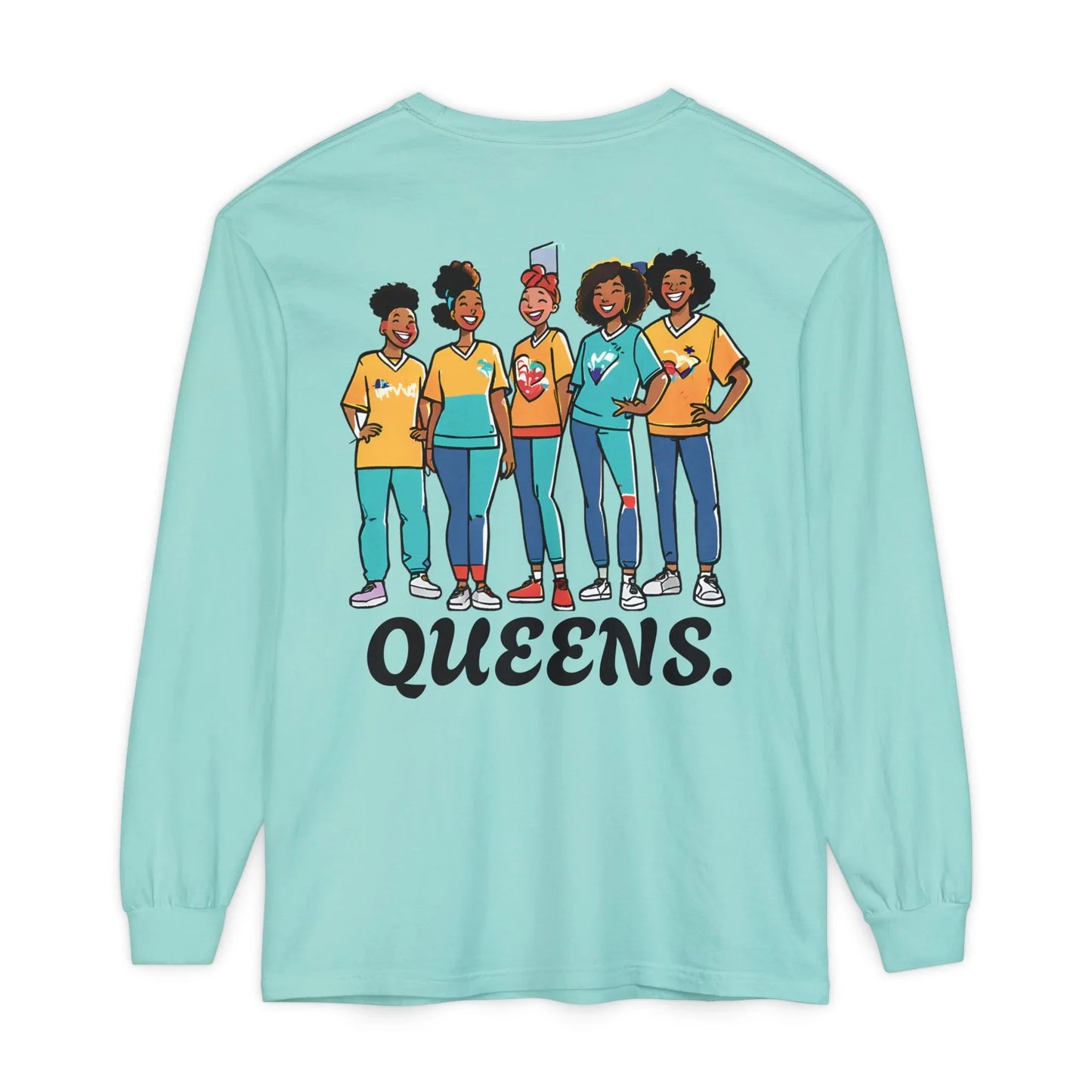 Queens Long Sleeve Tee — Rose & City Skyline Graphic
