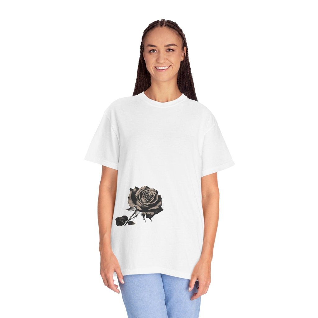 Rose Print T-shirt - 95East Unisex Garment-Dyed Tee - 95EAST YORKxJERSEY