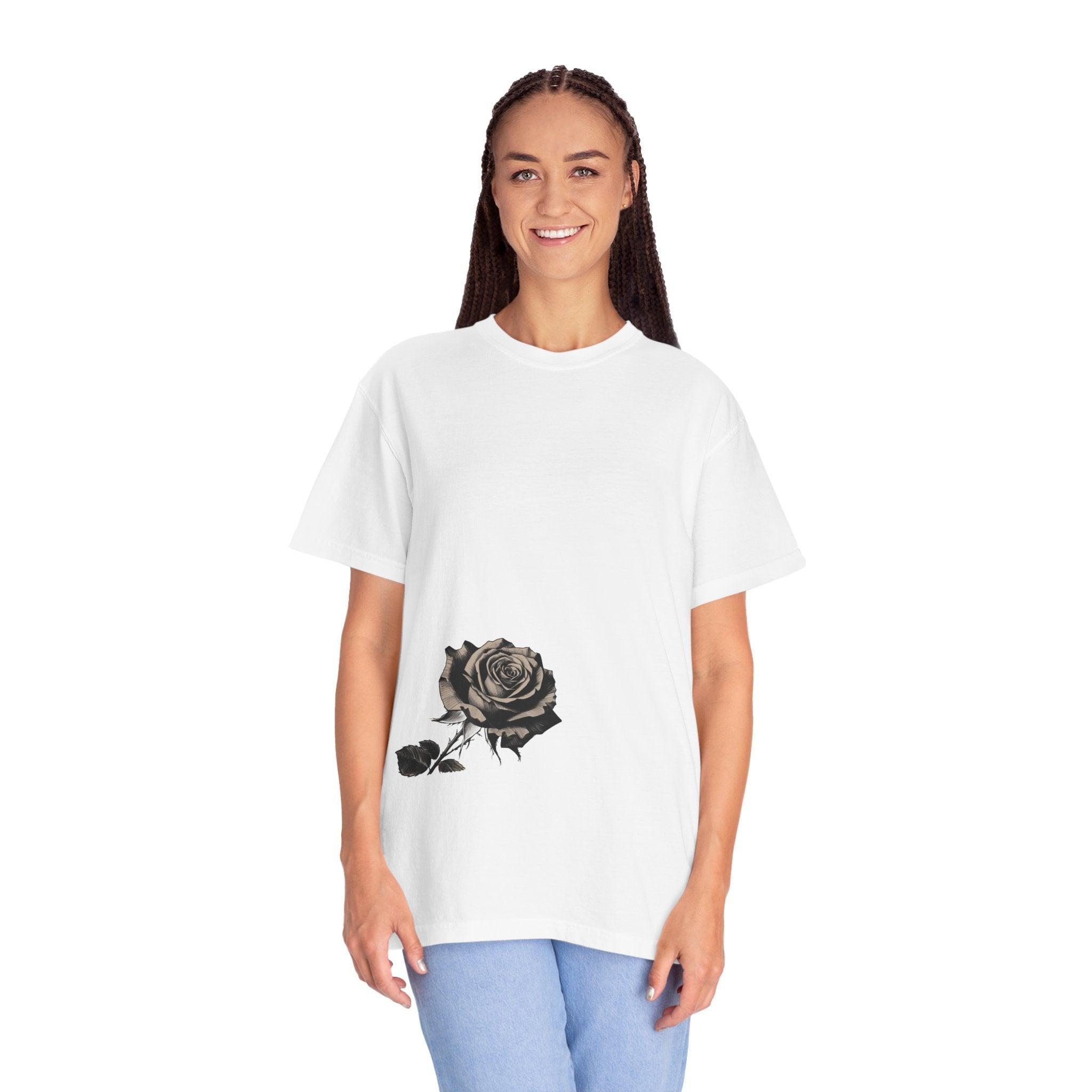 Rose Print T-shirt - 95East Unisex Garment-Dyed Tee - 95EAST YORKxJERSEY