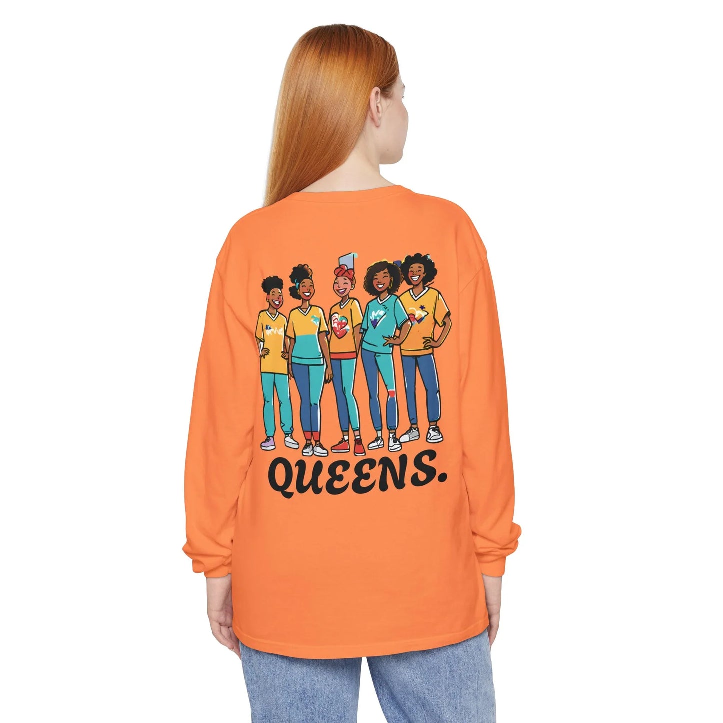 Queens Long Sleeve Tee — Rose & City Skyline Graphic