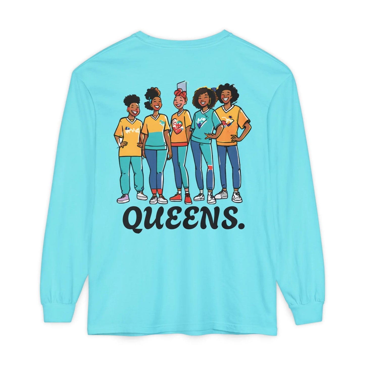 Queens Long Sleeve Tee — Rose & City Skyline Graphic