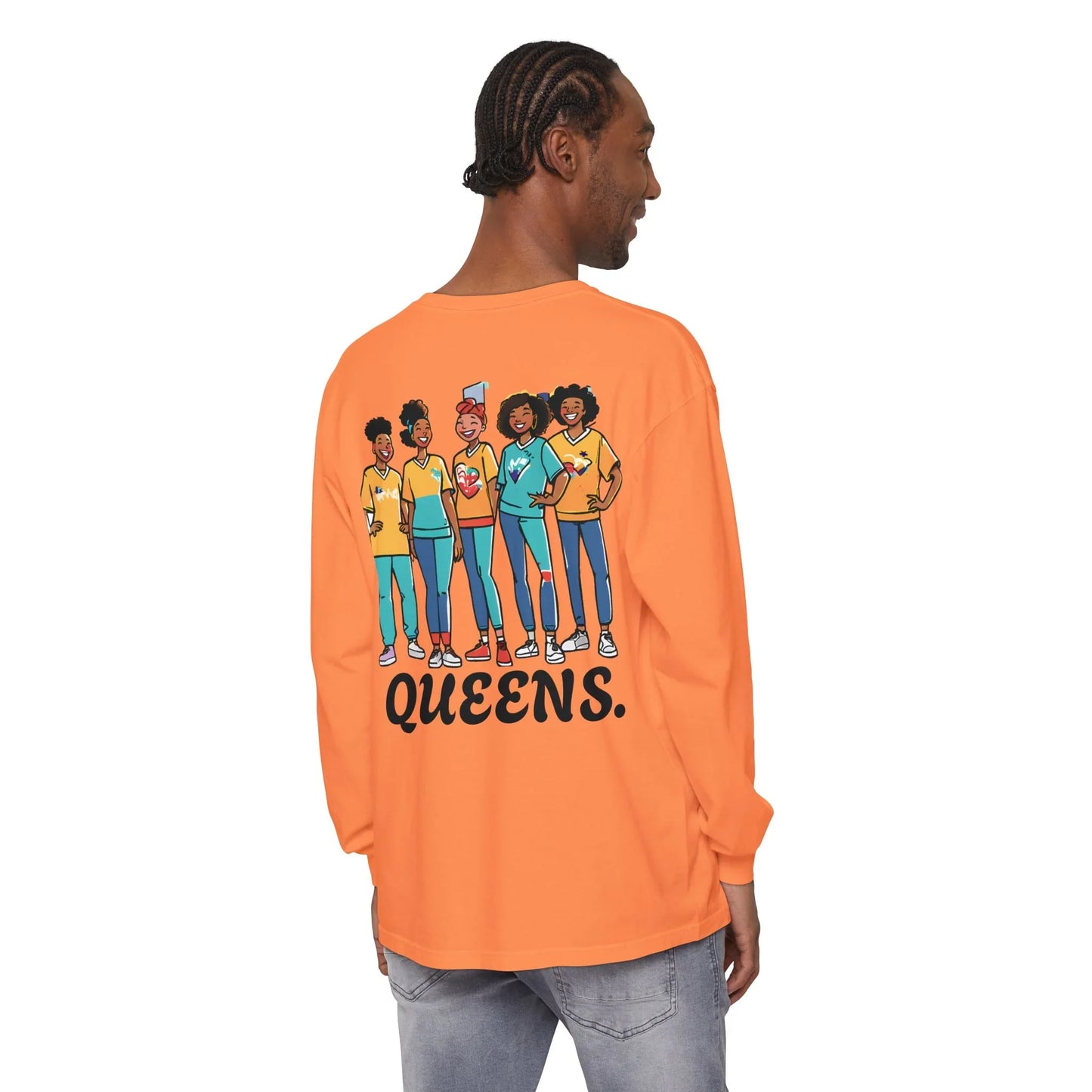 Queens Long Sleeve Tee — Rose & City Skyline Graphic