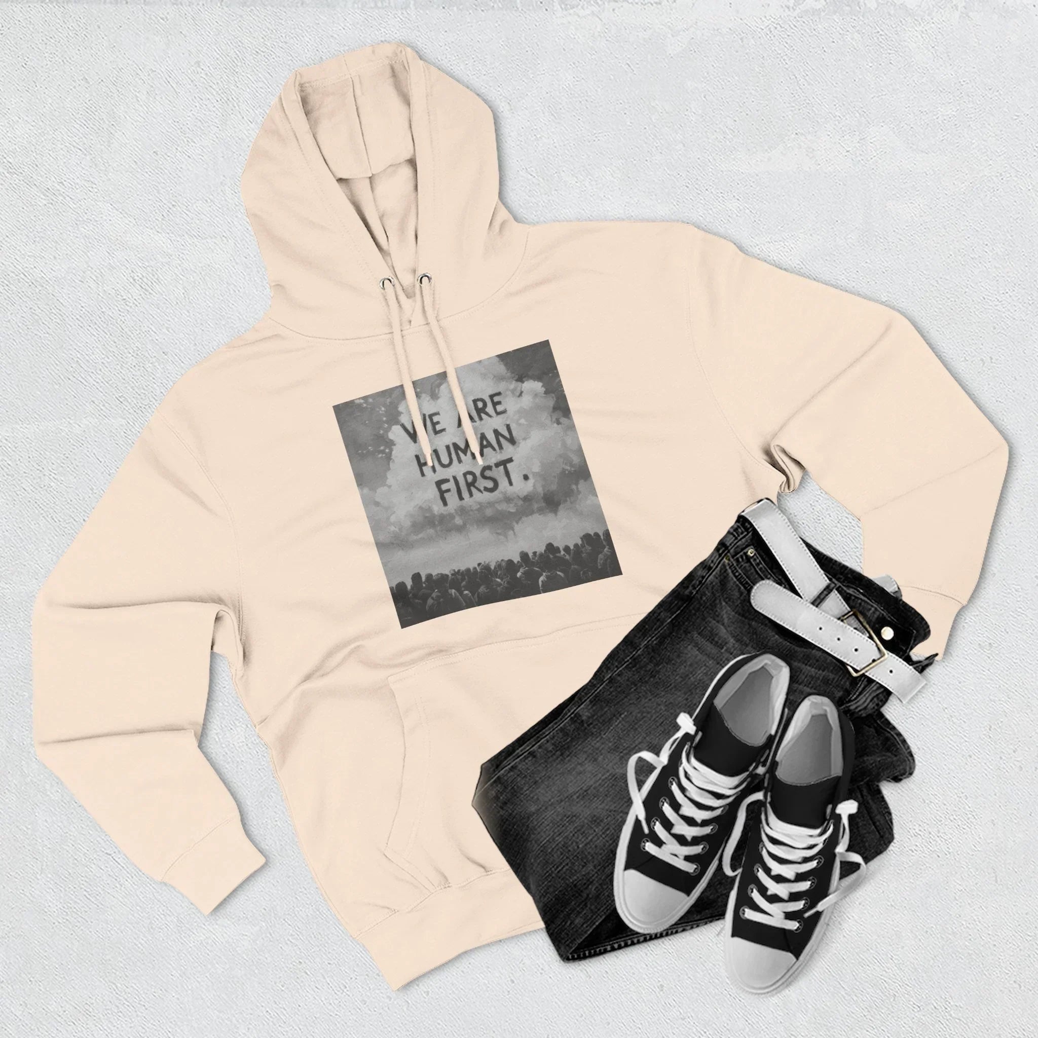 We Are Human First Hoodie – Social Justice Graphic Pullover