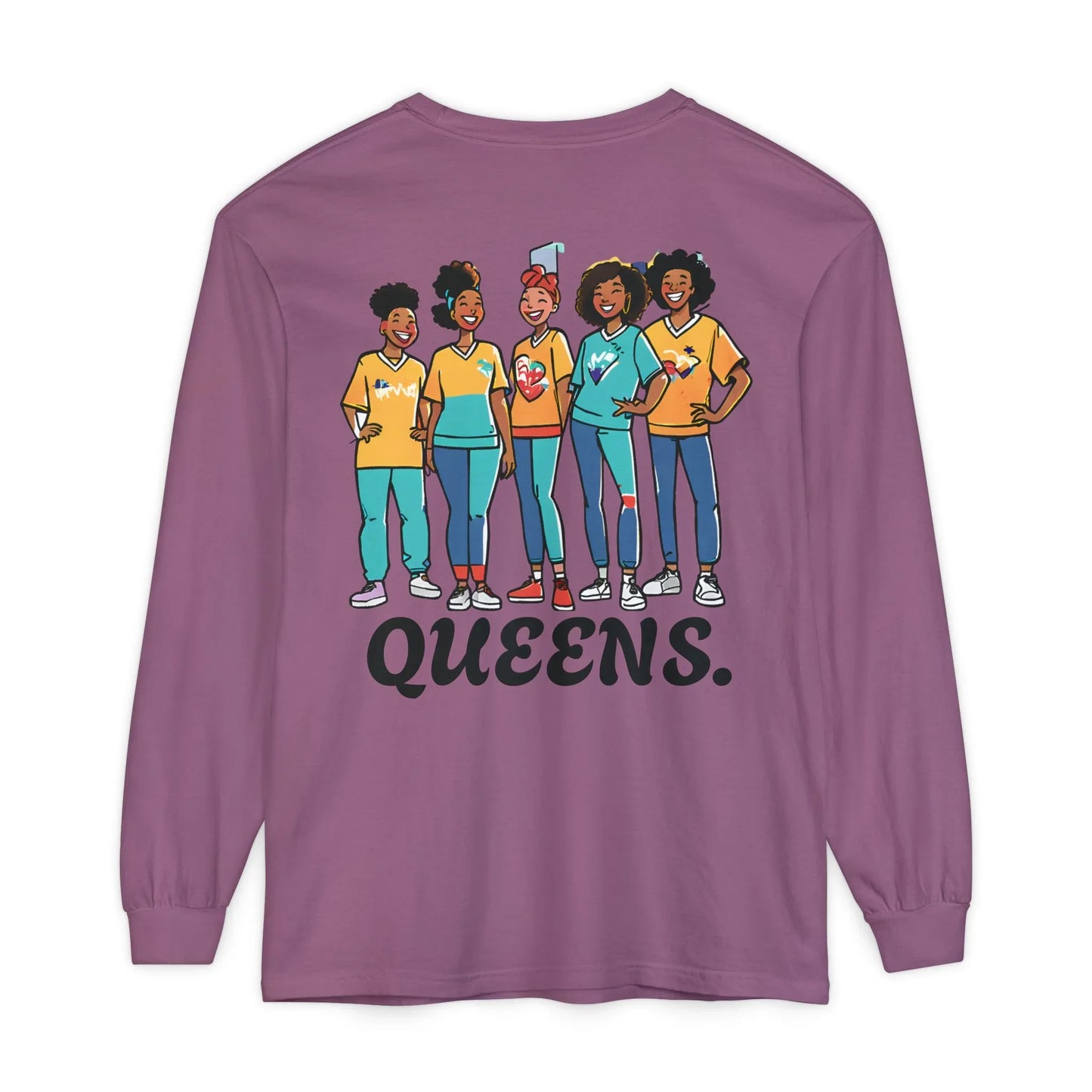 Queens Long Sleeve Tee — Rose & City Skyline Graphic