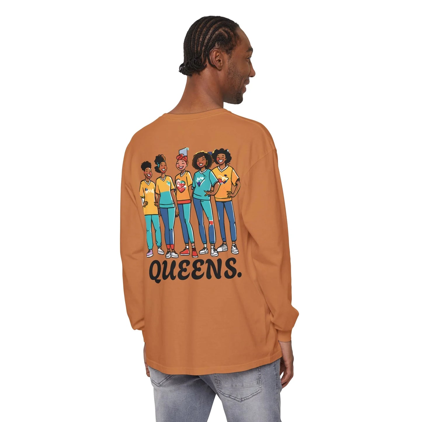 Queens Long Sleeve Tee — Rose & City Skyline Graphic