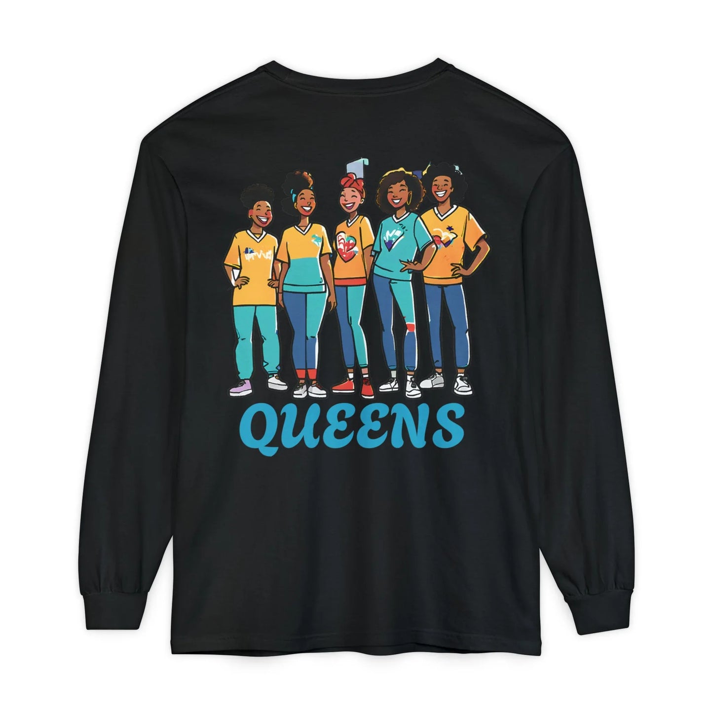 Queens Long Sleeve Tee — Rose & City Skyline Graphic